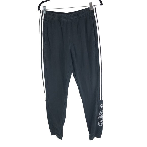 Adidas Mens Black Jogger Sweatpants White Stripes Size M - Picture 1 of 6